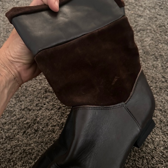 Woman’s Brown Leather & Suede Mid Calf Boots Pointed Toe Made in Spain Size 8.5 - Picture 8 of 9